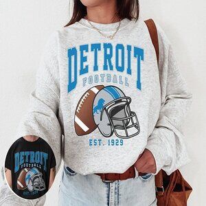 Vintage Detroit Lions Sweatshirt Retro NFL Crewneck Football Fan Gift Classic 79